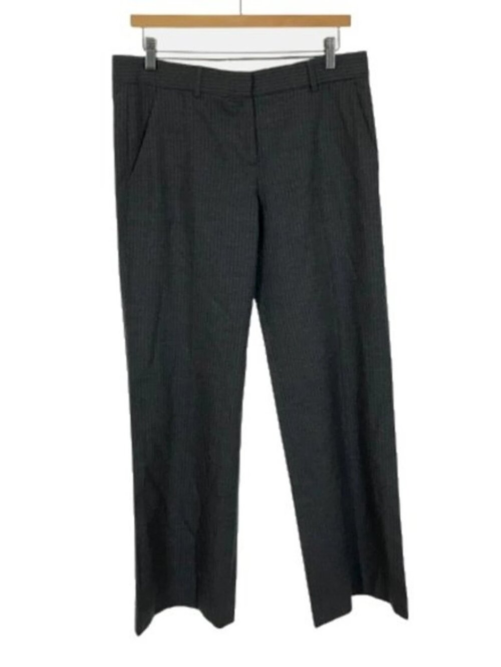 Womens Size 8 8x33 Theory Gray Stretch Wool Striped Trouser Pants